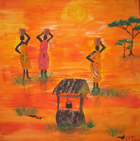 0001 2008-01-24 Afrikanische Frauen auf dem Werg zum Brunnen (eingearbeitete Collageelemente)